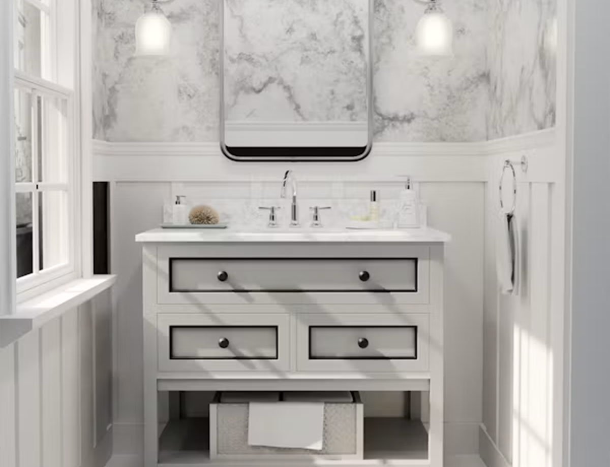 Vanity with Marble Countertop