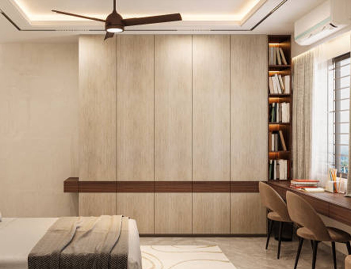 Wood-Textured Modular Wardrobe