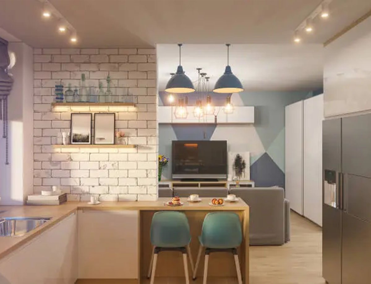 Contemporary L-Shaped with Breakfast Bar